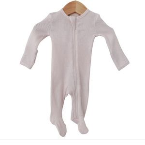 Spearmint Love Organic Waffle Basic Zip Footie